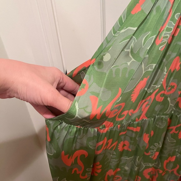 Cleobella Green & Coral Floral Tiered Maxi Dress - Picture 5 of 7